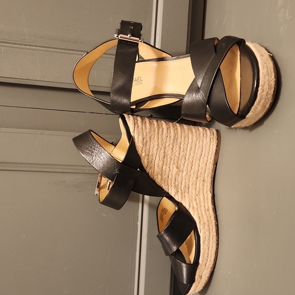 MICHAEL Michael Kors Shoes - Black leather Michael Kors Sandala with Rope Wedge heel .  Size 6